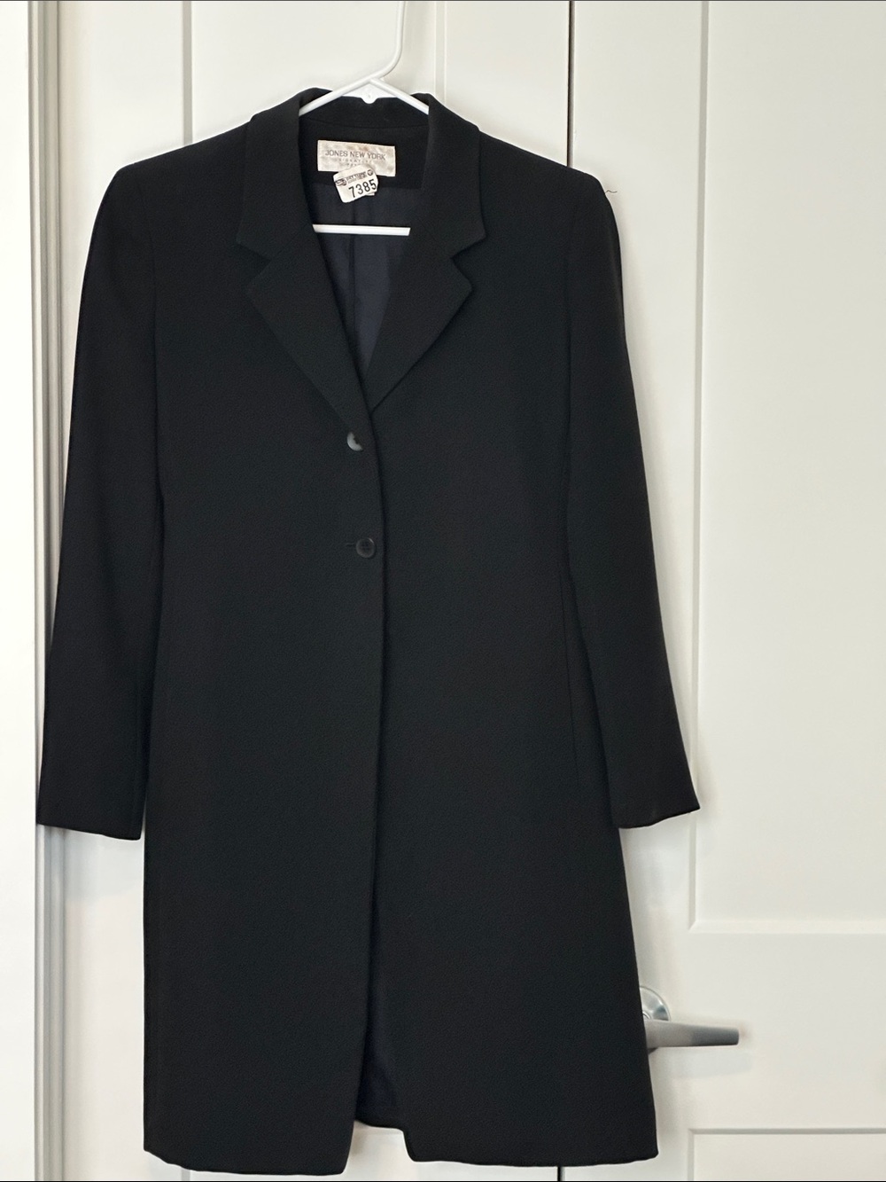 Jones New York Classic Black Women's Long Coat - Timeless Tailored Design